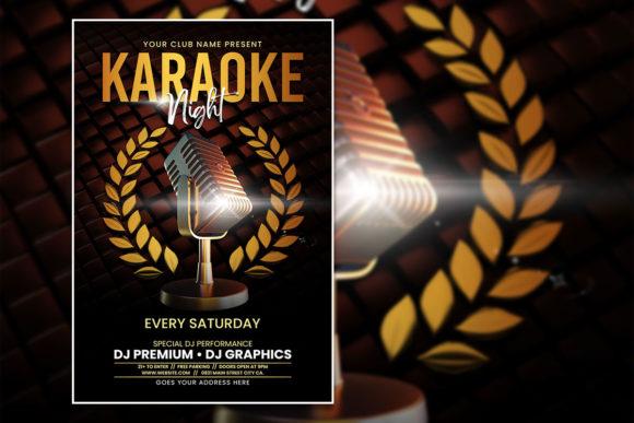 Black Gold Karaoke Night Poster Template