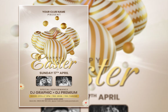 Elegant Gold Style Easter Day Poster Template