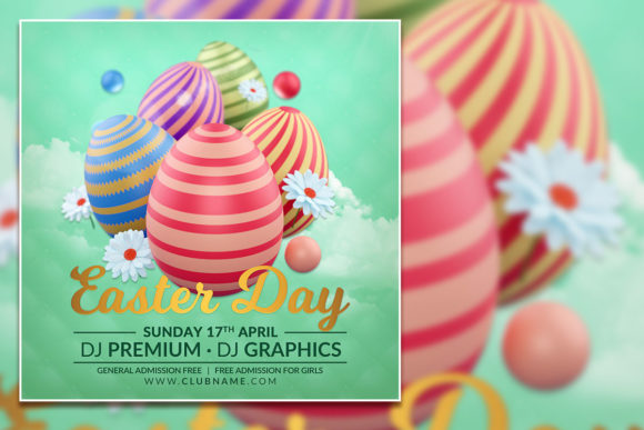 Modern Easter Day Social Media Post & Editable Flyer Template