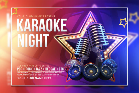 Modern Karaoke Night Poster Template