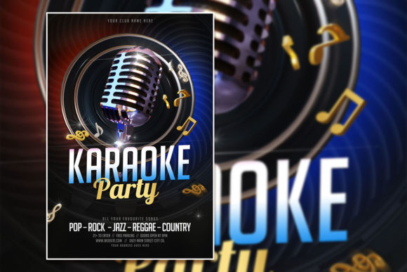 Modern Karaoke Party Poster Template