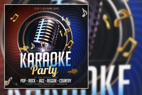 Modern Karaoke Party Social Media Post & Podcast Flyer Template