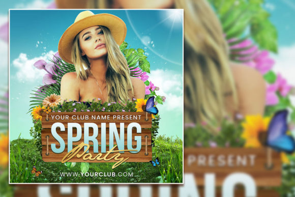 Modern Spring Party Social Media Post & Easter Flyer Template