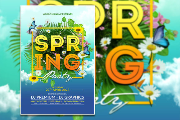 Modern Style Spring Party Flyer Template